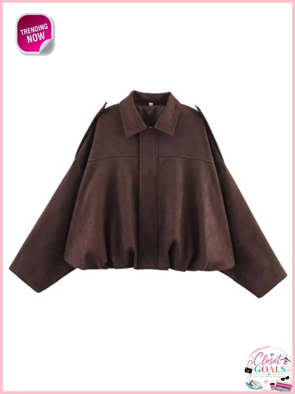 Faux Suede Bomber Jacket Oversized Casual Lapel Coat Streetwear
